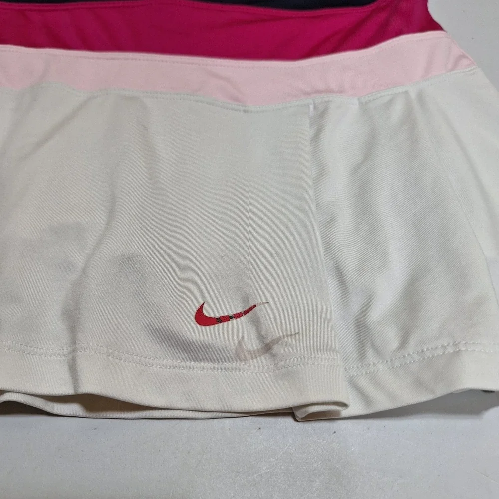 Nike‎ Dri-FIT Tennis Skort Womens Medium White Pink Navy Athletic Golf Running
